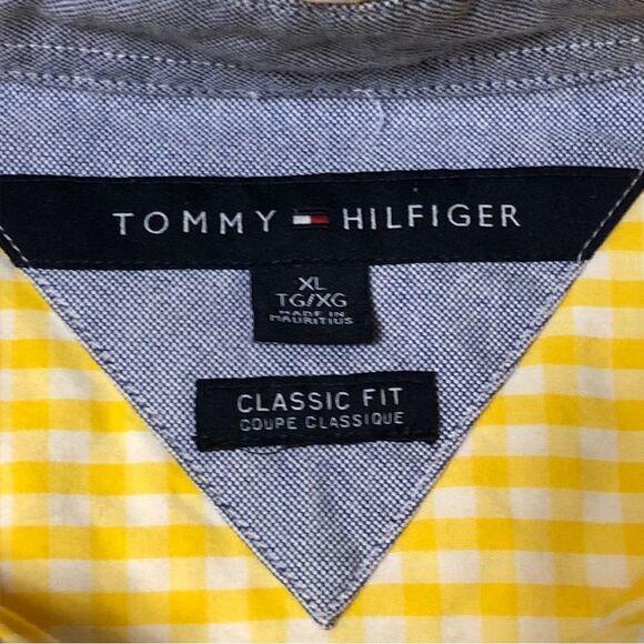 Tommy Hilfiger Men's XL Yellow Checkered Long Sleeve Button Down Collared Shirt - Picture 4 of 7